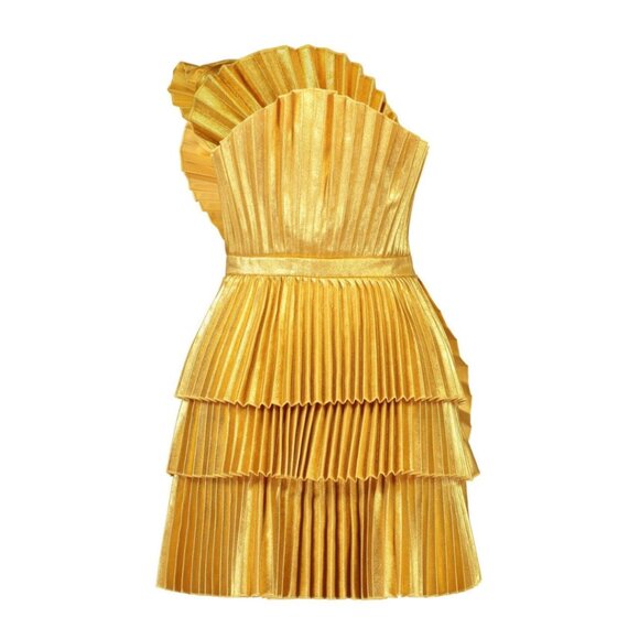 ACLER ABBOTSFORD GOLD MINI DRESS - Size 8 - Picture 11 of 11